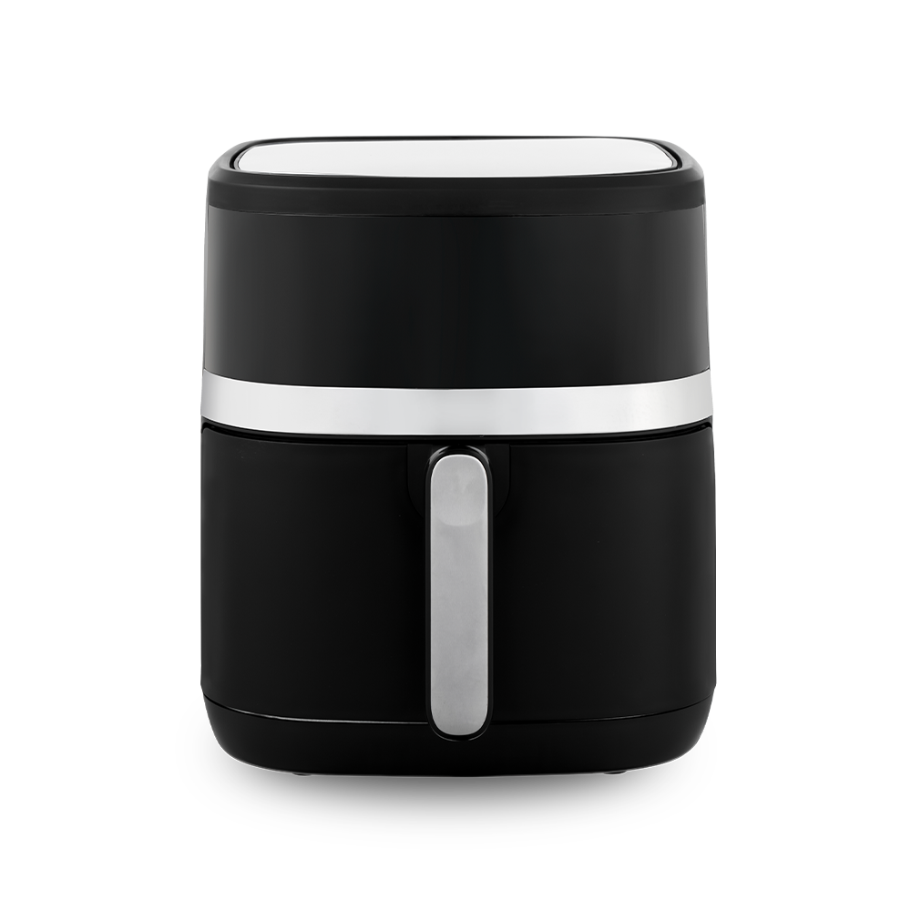 Elegante freidora de aire con pantalla táctil digital en blanco y negro